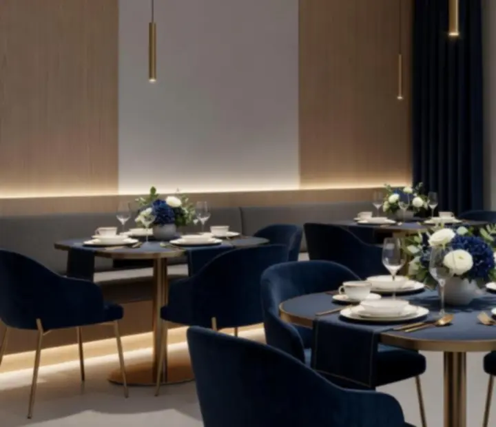 Exkluzivní restaurace se soukromým salonkem připraveným na narozeninovou oslavu