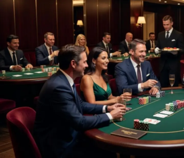 Galerie elegantních firemních večerů s pokerovou tematikou v luxusních restauracích