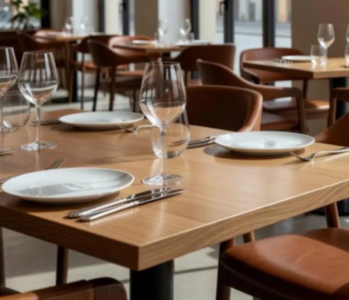 Moderní luxusní interiér restaurace s designovým nábytkem