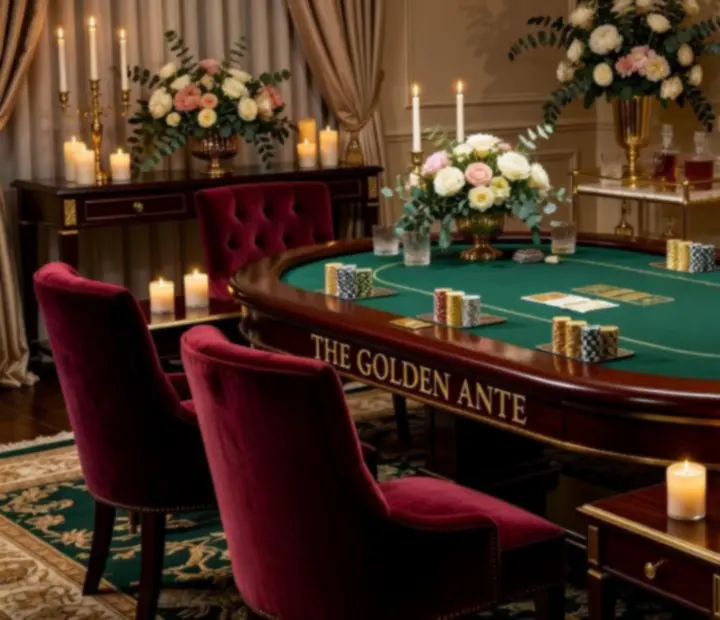 Tematická výzdoba privátního pokerového večera s elegantní dekorací